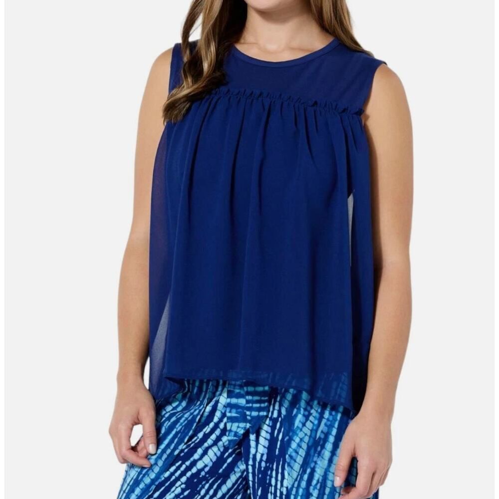 NWT C Wonder Christian Siriano Mixed Media Top M Sheer Soft Flowy HSN